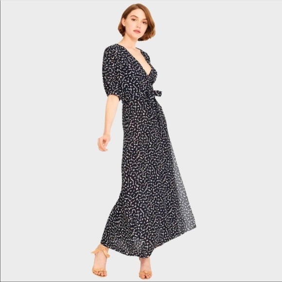 MISA Los Angeles | Andrea Wrap Dress Resort Petals Puff Sleeve NEW Size M - Picture 3 of 10